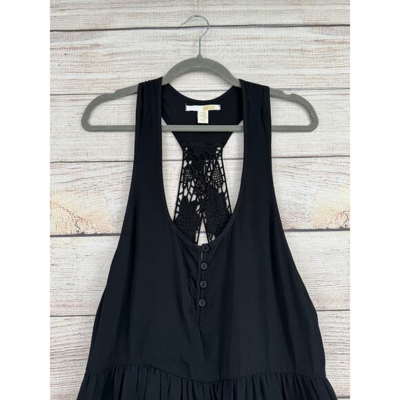 Amuse Society Racerback Mini Dress Womens Medium Black Crochet Back Strap NEW - Picture 3 of 12